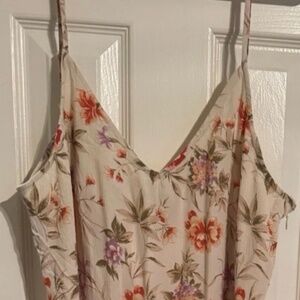 American Eagle Midi White Floral Zip Tank Top Dress Womens Size Large New